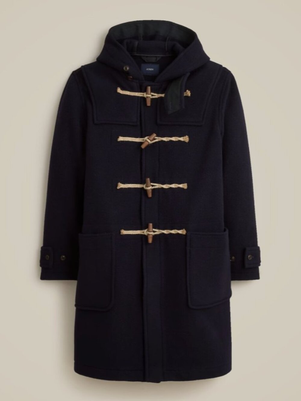 NWT J. Crew Men's Navy Blue Duffle Wool Coat Sz Large